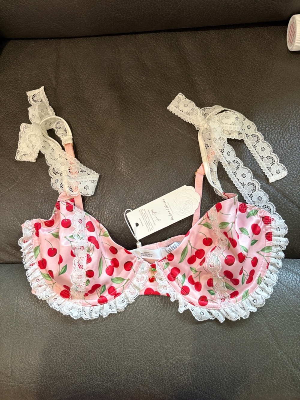 Victoria secret for love and lemons cherry bra with lace trim and straps